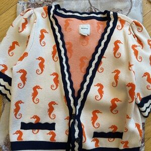 Mauve Cream and Orange Cardigan